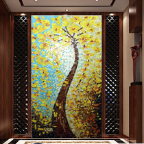 Meritocratic mosaic background wall cut painting Xuanguan Ice Jade European style Living room Puzzle Parquet Happiness-rich tree tile sticker