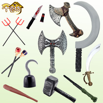 Halloween Tricky Props Simulation Weapon Children Plastic Pirates Toys Sword Axe Death Sickle Demon Fork
