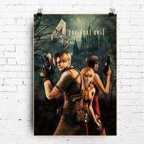 Biochemical Crisis 4 Game Poster Resident Evil4 Internet café wallchart BIOHAZARD poster retro