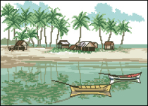 Cross stitch electronic drawings 5549 Coconut Island style 161W * 115H20 color XSD source file