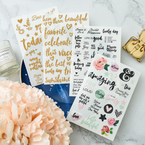 Judy Hand-laid Tent Material Flat Press Feel Post Transfer Printed Paper Scraped 4 Color Indies Printed Gold Transfer Sticker 4 pieces