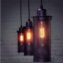 Industrial style retro single-head bar dining hall lamp Bar Cafe metal mesh creative chandelier Edison chandelier