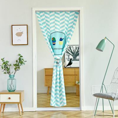  Door curtain half curtain hanging small curtain Japanese punch cloth blocking curtain blocking cloth telescopic rod room punch 4 fabric art