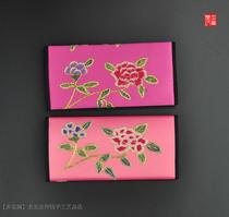 Hand embroidery products old embroidery pieces Beijing embroidery hand embroidery womens mobile phone bag multi-function wallet hand embroidery wallet clutch bag