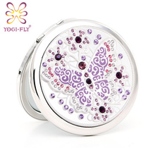 Portable makeup mirror Agefi Oval portable small mirror Butterfly Love flower folding double-sided HD female birthday gift student