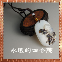 Sihe courtyard Beijing jade factory master handmade high relief longevity map pretty color Agate listed