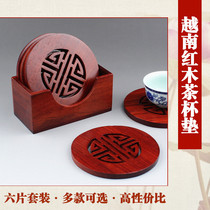 Vietnamese Flower Pears Wood Cup Mat Solid Wood Bowl Mat Wood Tea Set Accessories Red Wood Handicraft multiple tea cup cushion Insured cushion