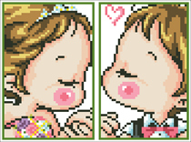 (Zhang Xiaolang) Cross stitch DMC R line with cartoon character card set to send the corner protection love you for life