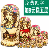 Matryoshka Russia imported 10-layer formaldehyde-free pure hand-branded air-dried Basswood ornaments toy B1
