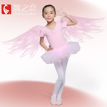 Dance love summer ballet dress girl short sleeve girl performance dress puffy gauze dress childrens dance performance clothing