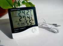 HTC-2 High Precision Digital Display Electronic Thermohygrometer Household with Temperature Probe Indoor and Outdoor Double Display Large Screen
