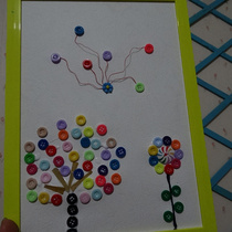 Handmade DIY button painting paste color button stitching A4 with photo frame