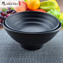 Young black matte melamine Japanese tableware imitation porcelain thread ramen noodles rice Big Bowl resistant to drop-resistant extra large soup noodle bowl