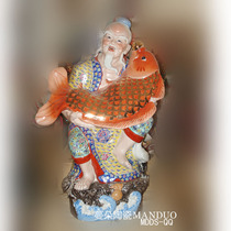 Jingdezhen 60CM high sculpture fisherman sculpture ornaments Jingdezhen porcelain fisherman ornaments cute old fisherman