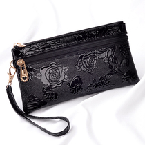 Bright leather embossed hand money bag women long large capacity change key mobile phone small bag bag four seasons wild tide