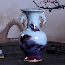 Jingdezhen ceramic kiln change creative Vase ornaments Jun porcelain antique open piece living room home decoration decorations