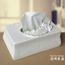 Light luxury tissue box rectangular paper box household living room coffee table desktop creative simple retro resin storage box
