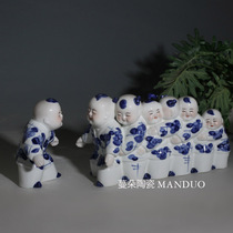 Jingdezhen childlike children interesting characters Sculpture Living Room Cabinet Decorations Ceramics Old Eagles and Chick Gifts