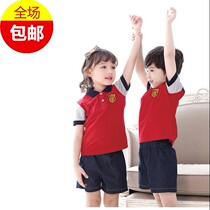 2021 kindergarten school uniforms primary school uniforms spring and summer denim color splicing short sleeve set buy Factory Direct