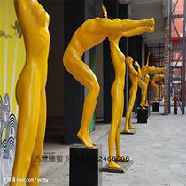 FRP sculpture imitation copper figure sculpture gymnasium outdoor sports figure pose landscape sculpture