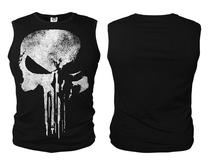 Night Magic Man Punisher Grand Skull Skull Monochromatic Outlets Silkscreen Printed Vest Machete Vest Wide Shoulder