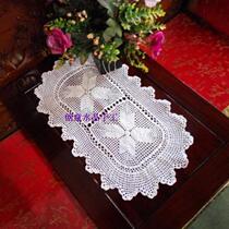 Creative crystal pastoral handmade crochet lace crochet decorative placemat Pure cotton shooting props Oval white