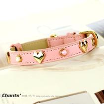 Pets Puppy Item Circle genuine leather Custom Artisanal Pink Cow Leather Cat Neck Ring Lettering Pendant bell Teddy King Mao