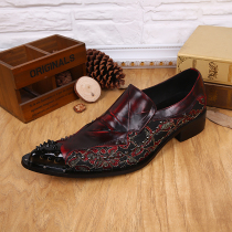 Han edition of new crocodile mouth pointed head shoes foot leisurely mens leather shoes daily banquet English real fur shoes