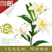 Simulation lily flower fake flower silk flower living room home decoration flower eternal flower lily flower single branch