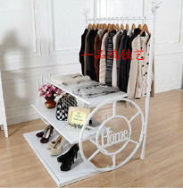 Iron wedding dress hanger display rack clothing store high-end shelf floor strip board hanging shoe bag rack wheel hanger