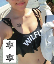 Little fresher tattoo patch waterproof LC004 Two Six Mans Stars Toulon tattooed with sexy six-word real word tattoo sticker