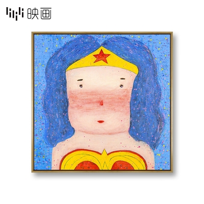 Cute doll hanging Mural Room square wall hanging painting childrens room boys and girls bedroom bedside decoration painting