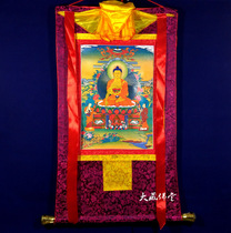 Tibetan Shakyamuni Thangka Hanging Painting 87cm Double-layer Mounted Tibetan Brocade Cloth Gilded Buddha Statue Painting Decorative Painting