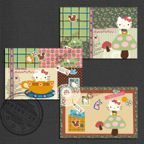 2015 Hello Kitty Nature Girl Postcard Set of 5 with Postage