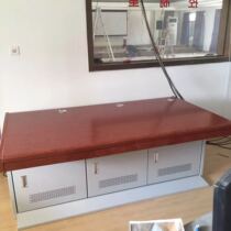 Xian Enclosure Manufacturer Luxury Wood Surface Spray Booth 3 Union Three-station Monitoring Desk Double-League Monitoring Desk