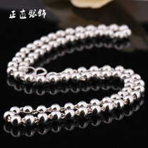 Ball Necklace Transfer Bead Straight Silver Jewelry 990 Customized Men and Women Fashion Simple Foot Silver choker Blanket Chain