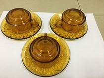  80s coffee cup amber one cup and one plate for a set of second-hand thrift perfectionism please shoot carefully
