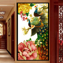 Mona Lisa cross stitch 2021 New thread embroidery living room Peacock vertical porch porch porch screen self embroidered