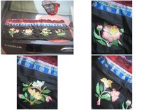 National National Treasure China Black Bottom Silk Old Embroidered embroidery piece rare hand art appliquet silk solid Four Seasons floral figure
