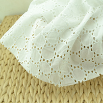 Pure white full cotton hollowed-out embroidered fabric computer whole embroidered circle flower shape