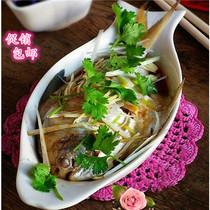 Creative tableware Ceramic fish plate Pure white household steamed fish plate dish plate Shaped plate plate Hotel household