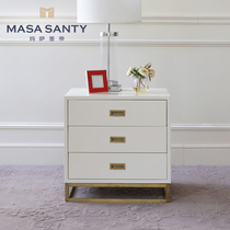 Modern American metal stainless steel white bed head cabinet minimalist designer prototype room bedroom furniture Nordic