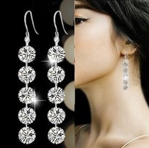 Temperament gift 925 silver pendant beauty flash diamond earrings fashion sterling silver ear hook earrings drop earrings female Korean sweet