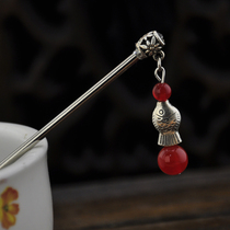Retro hair ornaments red agate Miao Silver small fish classical hair hairpins shake the Court court hair National Style women give female gifts