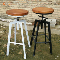 Bar chair bar chair rotating lift chair solid wood high foot stool wrought iron home bar stool modern simple front desk