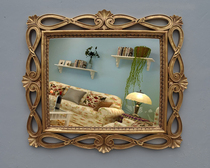 European square retro gold Wall Wall fitting fitting mirror waterproof bathroom mirror vanity mirror porch dressing table bathroom mirror