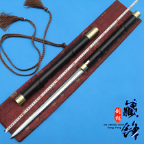  Longquan Tibetan dragon sword Sword Ebony handmade lock pattern steel burning blade eight-sided bamboo sword without opening blade