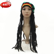 Masquerade props mens short hair wool hat black African braid Wig Mens whole wig