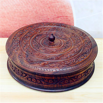 Pakistan 10 inch walnut wood carved retro high-grade dried fruit box home furnishings gift BM105