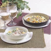 Japan imported microwave oven food heating tray binaural handle plate heat insulation tray anti-hot pad